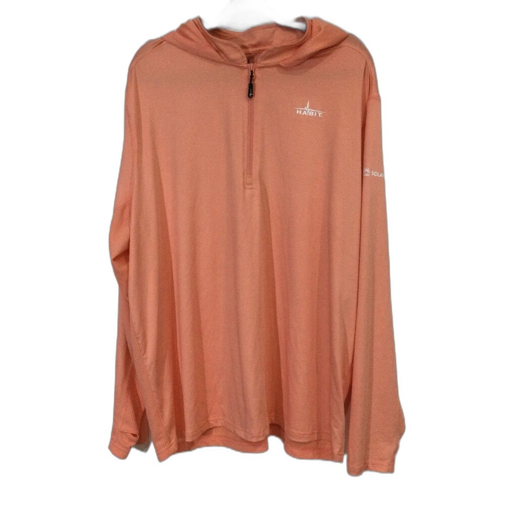 Habit Shirt Men’s Size 2XL Color Burnt Coral Hooded 1/4 Zip Performance Layer